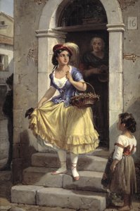 Una mujer italiana en camino al carnaval de Wilhelm Marstrand