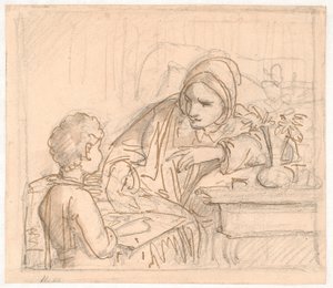 Annette Hage muestra imágenes a su sobrino Hother de Wilhelm Marstrand