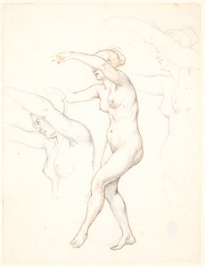 Hoja con tres estudios de mujer desnuda bailando de Wilhelm Marstrand