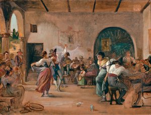 Baile en una osteria, c.1860 (óleo sobre cartulina)