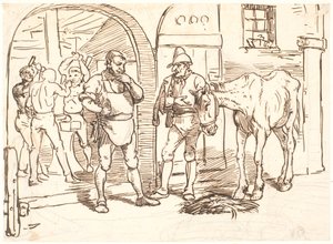 El viejo caballo llevado a una herrería romana de Wilhelm Marstrand