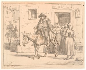 Don Quijote y Sancho Panza dejando la posada de Wilhelm Marstrand