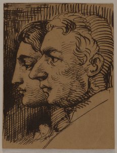 Retrato doble de un hombre y una mujer de perfil de Wilhelm Marstrand