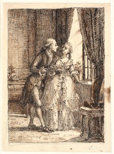 Una joven pareja. El Príncipe Heredero Federico (Fre. 5) come cerezas con la Princesa Heredera Luisa en Charlottenborg de Wilhelm Marstrand