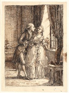 Una joven pareja. El Príncipe Heredero Federico (Fre. 5) come cerezas con la Princesa Heredera Luisa en Charlottenborg de Wilhelm Marstrand