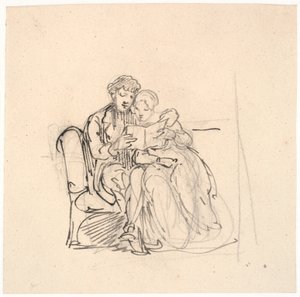 Una joven pareja leyendo una carta de Wilhelm Marstrand