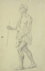 Estudio de figura. Hombre de pie en perfil hacia la izquierda
