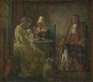 La visita del pretendiente. Trajes de la época de Holberg