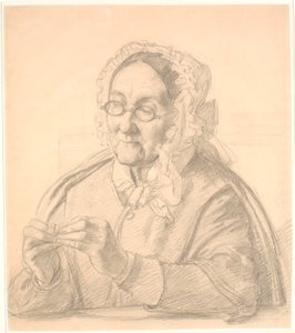 Anciana enhebrando una aguja de Wilhelm Marstrand