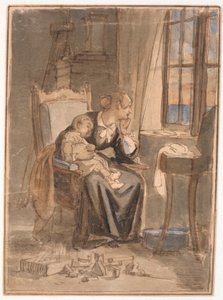 Al anochecer. Sra. Marstrand con su hijo Poul de Wilhelm Marstrand