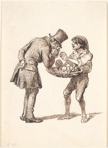Vendedor de naranjas italiano y el cliente crítico de Wilhelm Marstrand