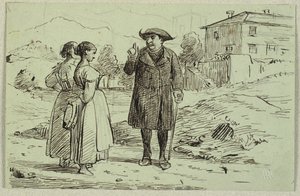 Escena italiana con dos mujeres y un padre de Wilhelm Marstrand