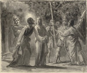 Jesús es besado por Judas en el Huerto de Getsemaní de Wilhelm Marstrand