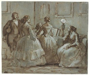 Escena de sociedad de Copenhague, haciendo música de Wilhelm Marstrand