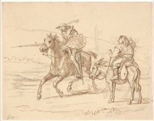 Mens Sancho observa, Don Quijote ataca