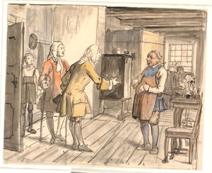 Visita de felicitación de los concejales. (El político calderero) de Wilhelm Marstrand