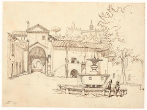 Patio romano con fuente