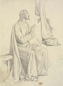 Jesús sentado, junto con estudio de drapeado