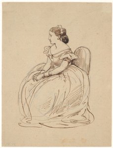 Mujer sentada en vestido de baile de Wilhelm Marstrand