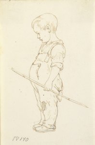 Niño pequeño de pie con un palo en la mano de Wilhelm Marstrand