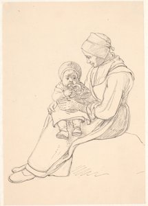 Niña sueca con un niño en el regazo