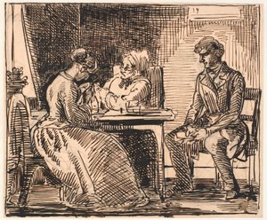 Boceto para "Imagen de la vida cotidiana" (La visita del pretendiente) de Wilhelm Marstrand