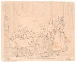 Boceto para el retrato de la familia Waagepetersen de Wilhelm Marstrand