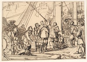 Boceto para la pintura en la capilla de Chr. 4 en Roskilde "Chr. 4 en la Trinidad" de Wilhelm Marstrand