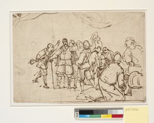 Boceto para la pintura en la capilla de Chr. 4 en Roskilde "Chr. 4 en la Trinidad" de Wilhelm Marstrand