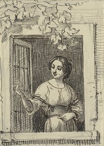 Joven chica en una ventana de Wilhelm Marstrand