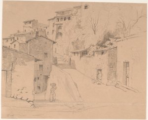 Via Piave con La Porta Su en Olevano Romano de Wilhelm Marstrand