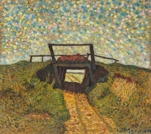 Paisaje con un pequeño puente cerca de Soest, 1910 de Wilhelm Morgner