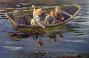 Pesca de cangrejos, Christiania (óleo sobre lienzo) de Wilhelm Peters