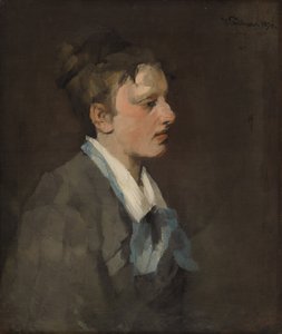 Mujer bruselense con corbata azul