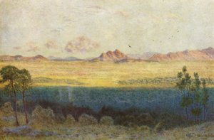 La sombra azul, vista desde el monumento a Rodas (litografía en color)
