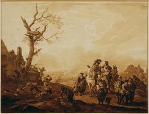 Saqueo de un pueblo por soldados de Wilhelm von Kobell