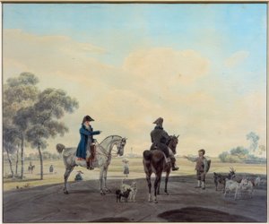 Dos jinetes frente a un paisaje de Wilhelm von Kobell