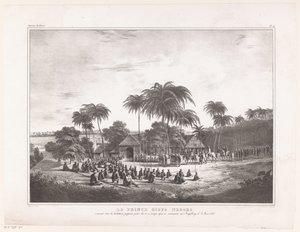 Aankomst van Prins Diepo Black in MagelangEl Príncipe Diepo Black (título en el objeto)Memorias del Atlas sobre la Guerra de Java de 1825 a 1830 (título de la serie) de Wilhelmus van Groenewoud