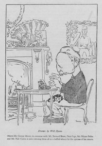 George Moore, autor irlandés, trabajando en su máquina de escribir de Will Dyson