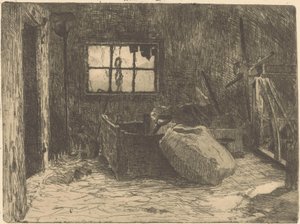 Interior de un granero de Willem Adrianus Grondhout (signed by artist)