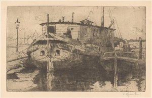 Laakhaven en La Haya de Willem Adrianus Grondhout (signed by artist)
