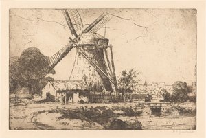Molino cerca de La Haya de Willem Adrianus Grondhout (signed by artist)