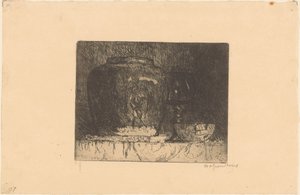 Bodegón con tarro de jengibre, copa de vino y cuenco de Willem Adrianus Grondhout (signed by artist)