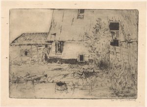Pie de un molino en Voorburg de Willem Adrianus Grondhout (signed by artist)