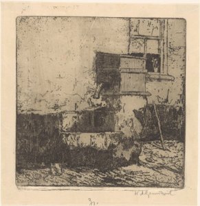Bomba de agua en una casa de Voorburg de Willem Adrianus Grondhout (signed by artist)