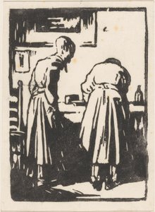 Dos mujeres en un estudio de Willem Adrianus Grondhout