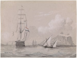 Velero holandés frente a la costa de Gibraltar de Willem Anthonie van Deventer