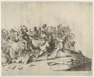 Batalla entre jinetes y soldados de a pie. de Willem Basse