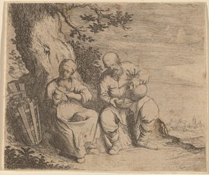 Pareja de campesinos sentados bajo un árbol, c. 1630-1660