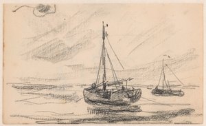 Dos barcos de pesca en el mar de Willem Bastiaan Tholen